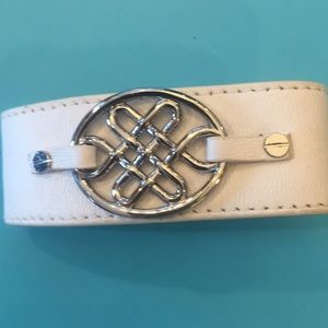 Brand new white leather bracelet by Lulu Avenue.